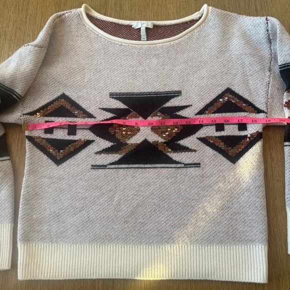 Joie Southwest Print Size S Cashmere Blend Sweater with Sequins - Picture 9 of 10